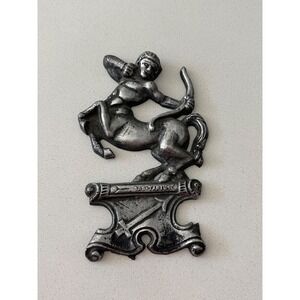 Vintage Sagittarius Zodiac Centaur Cast Metal Wall Plaque Silver Tone Astrology